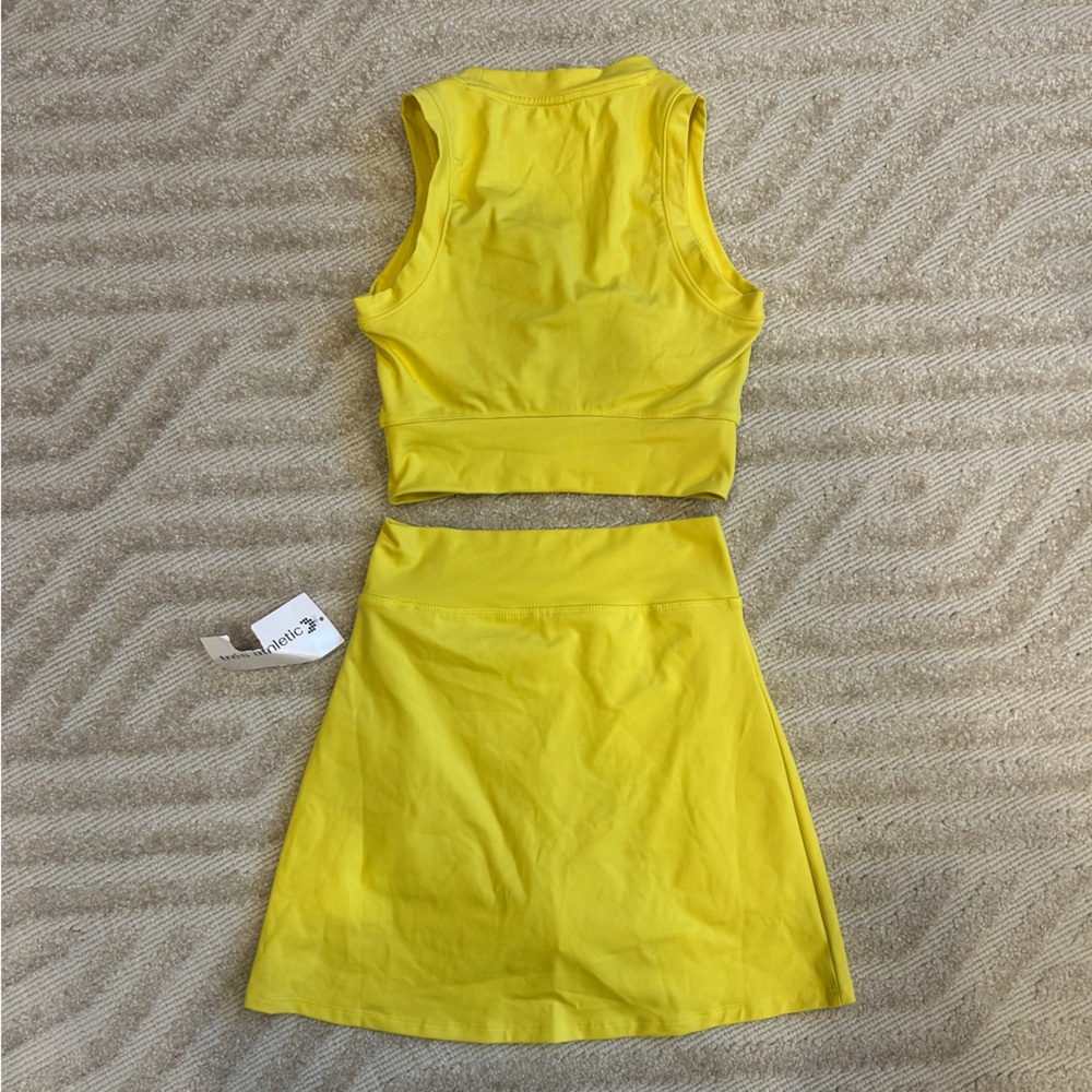 Yellow Crop Top and Skort Active Set - Picture 2 of 3